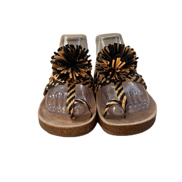 Ulla Johnson Netta Sandal Melange Black and Cream Size 37 Size 7 US Toe Strap - Picture 8 of 16